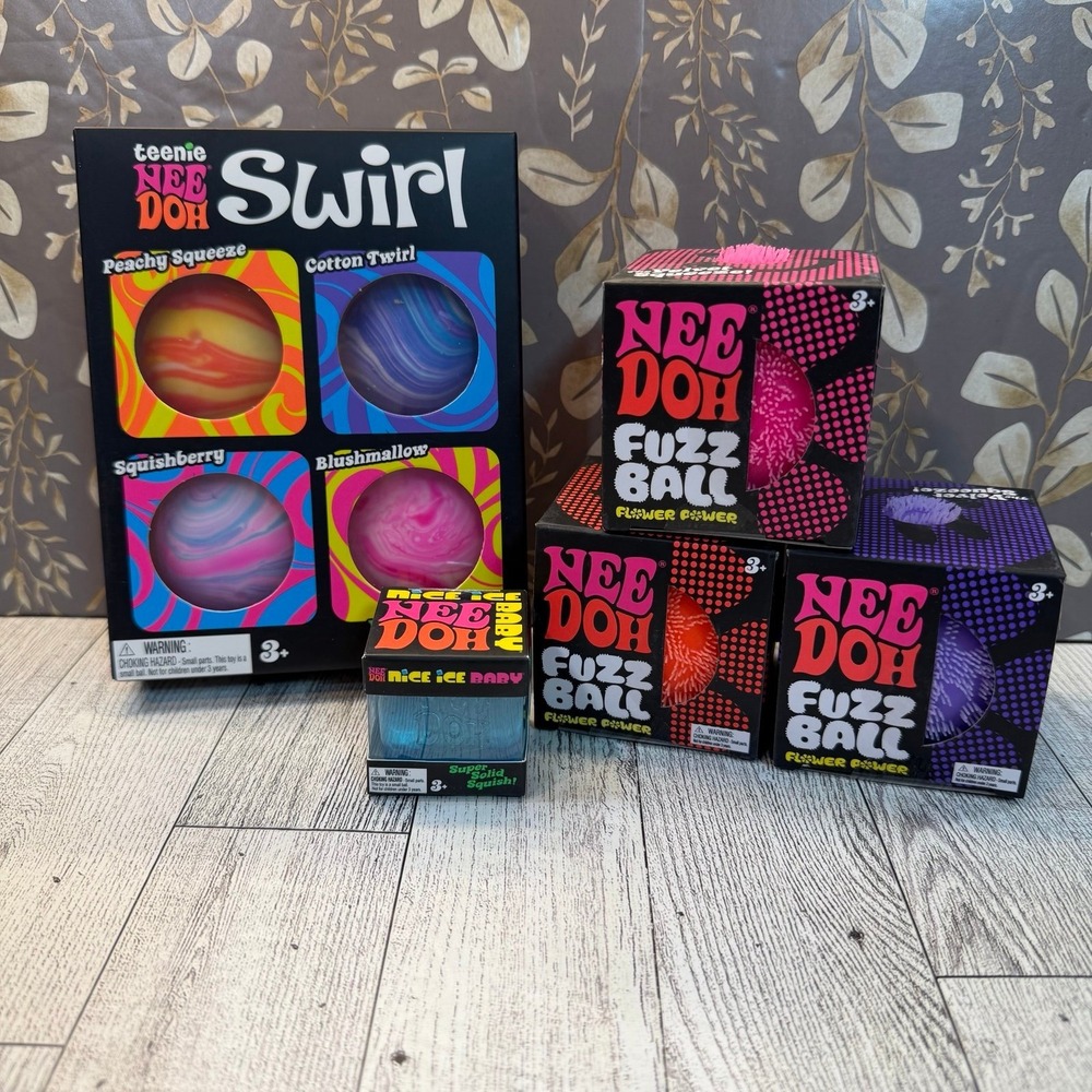 NeeDoh LOT - 3 FUZZBALL - 1 TEENIE SWIRL PACK - 1 NICE BABY BLOCK